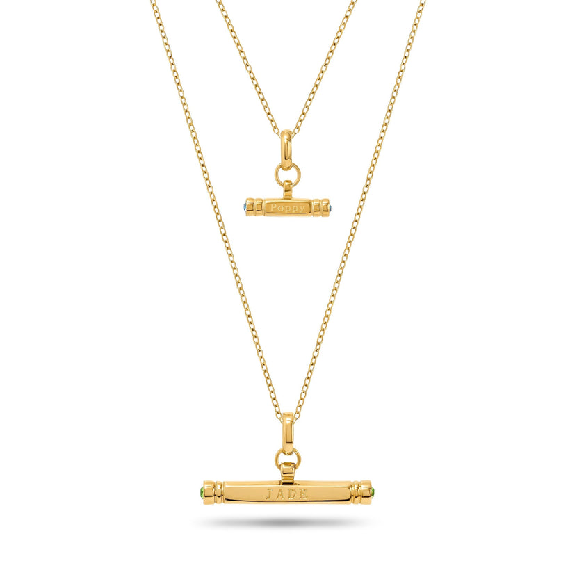 Mini & Me T-Bar Necklace Set (Gold)