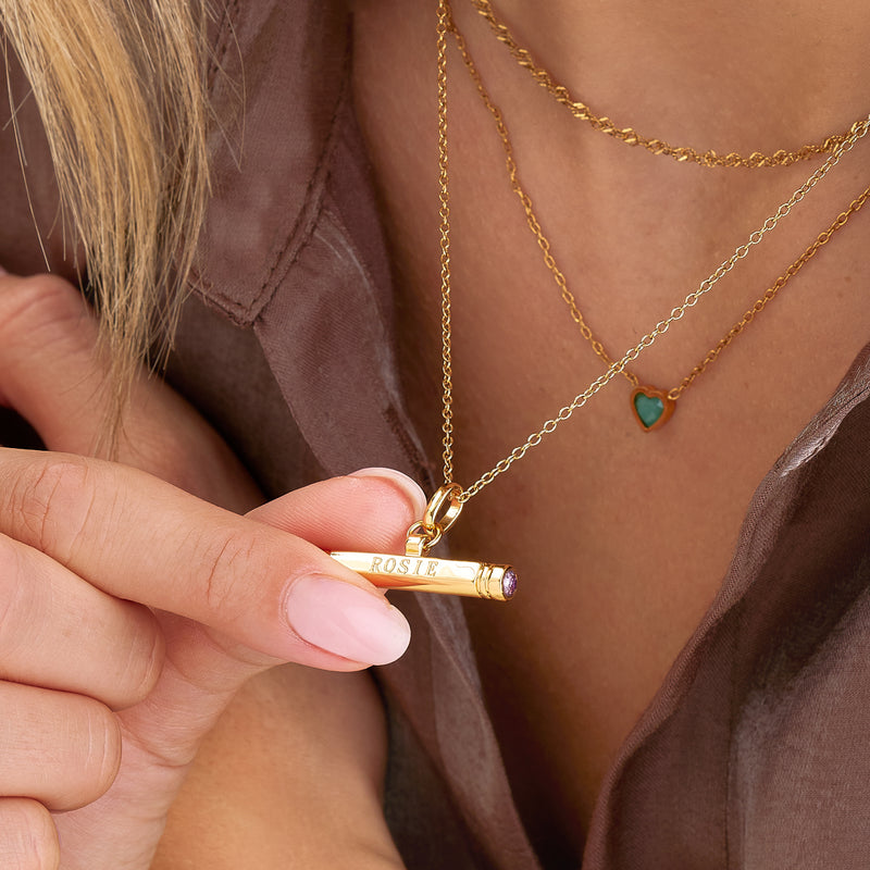 Custom Stamped T-Bar Necklace (Gold)