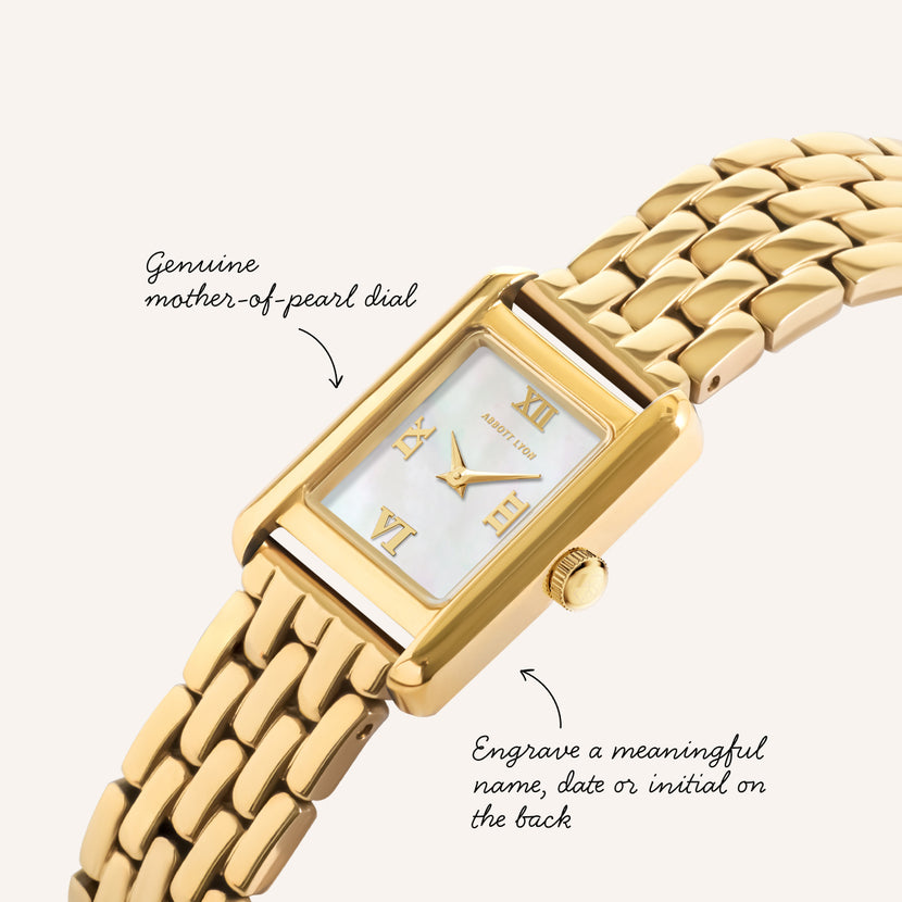 Mini Chelsea Mother of Pearl Watch (Gold)