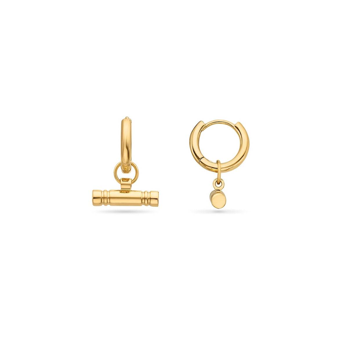 T Bar Huggie Hoop Earrings