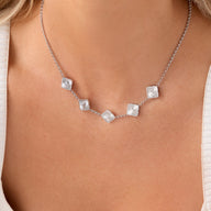 Textured Clover Custom Name Necklace (Silver)