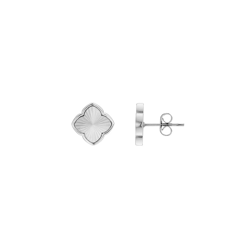 Textured Clover Stud Earrings (Silver)