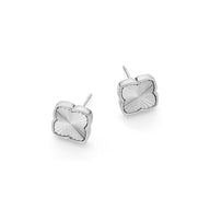 Textured Clover Stud Earrings (Silver)