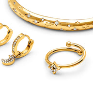 Moon and Back Moon and Star Ring Set (Gold)