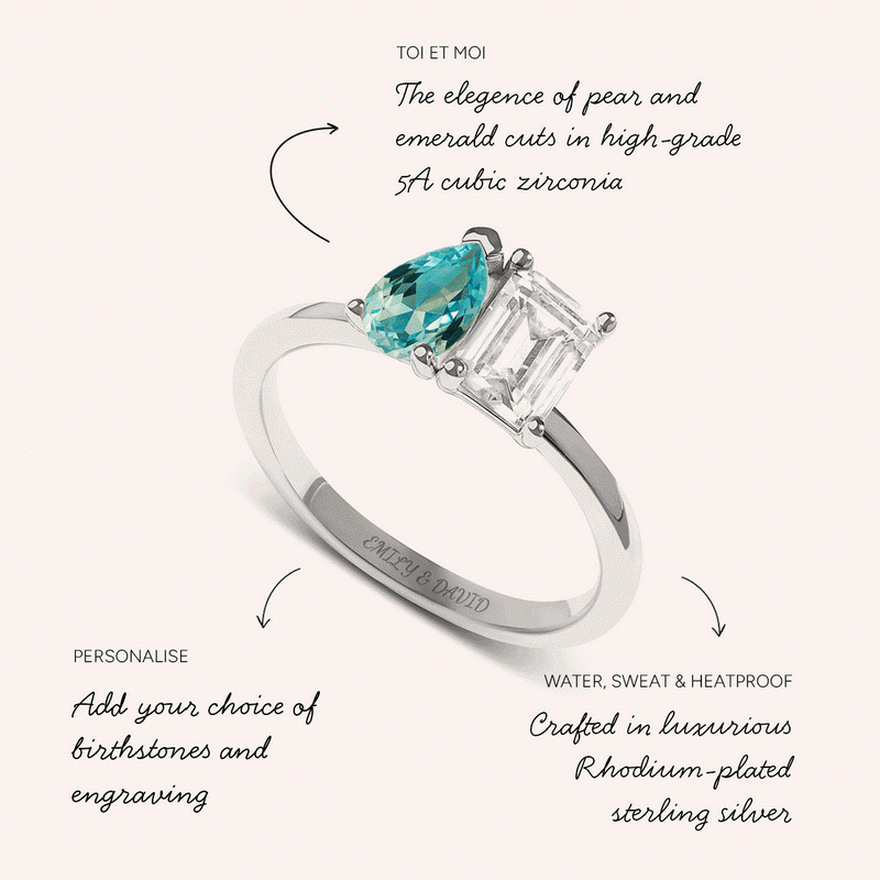 Custom Toi Et Moi Birthstone Legacy Ring (Silver)