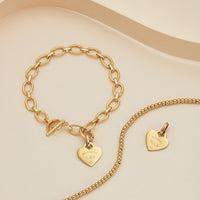 Heart Token Oval Bracelet (Gold)