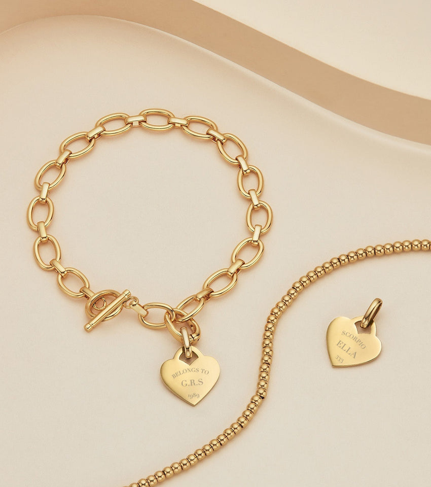 Heart Token Oval Bracelet (Gold)