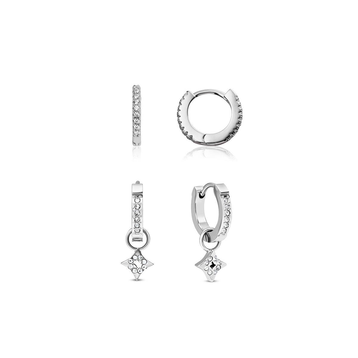 Moon Back Star Huggie Earring Set