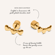 Triple Heart Climber Earrings (Gold)