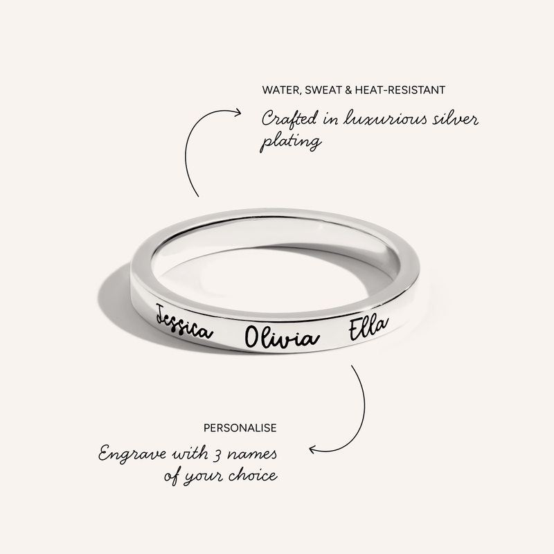 Fine Script Name Ring (Silver)