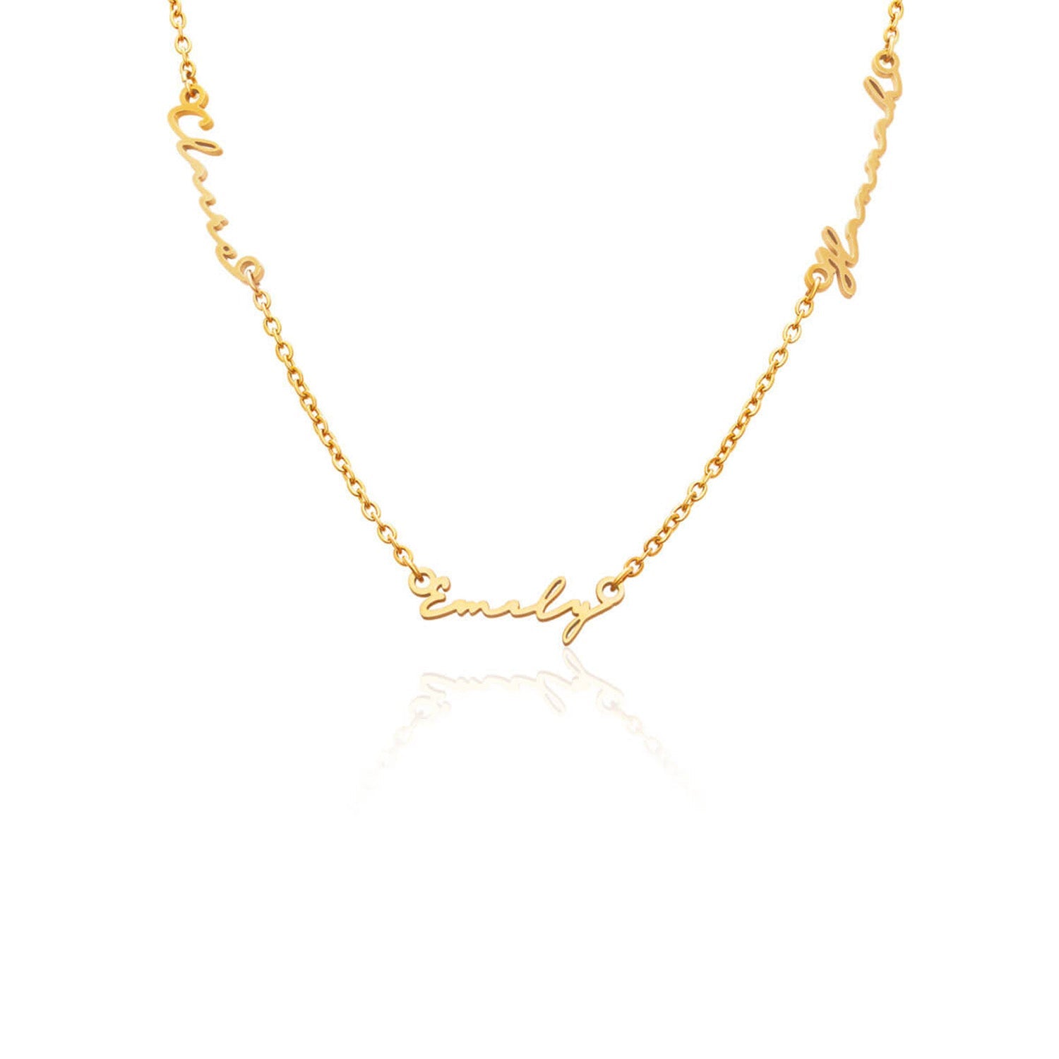 Triple Signature Name Necklace (Gold)