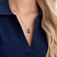 Signature Cut Trinity Gemstone Necklace (Gold)