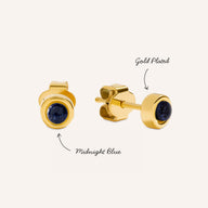 Midnight Blue Heart Huggie & Studs Earring Set (Gold)