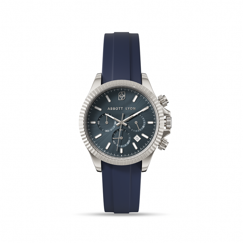 Men's Greenwich Chronograph 40 Silicone Strap Watch (Navy)