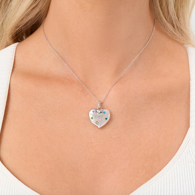 The Story of Us Heart Locket Necklace (Silver)