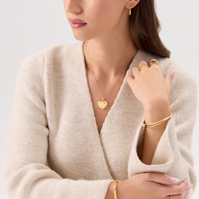 The Story of Us Heart Locket Necklace (Gold)