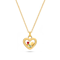 Mini Me Floating Charm Heart Necklace (Gold)
