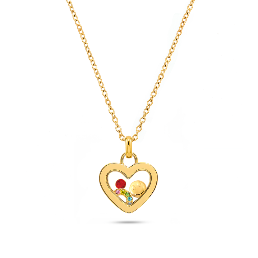 Mini Me Floating Charm Heart Necklace (Gold)