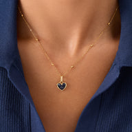 Midnight Blue Heart Necklace (Gold)