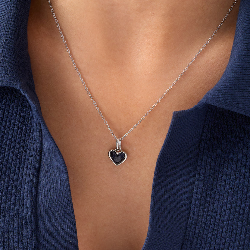 Midnight Blue Heart Necklace (Silver)