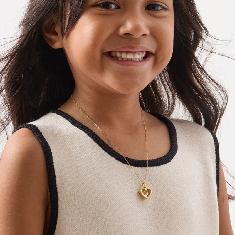 Mini Me Floating Charm Heart Necklace (Gold)