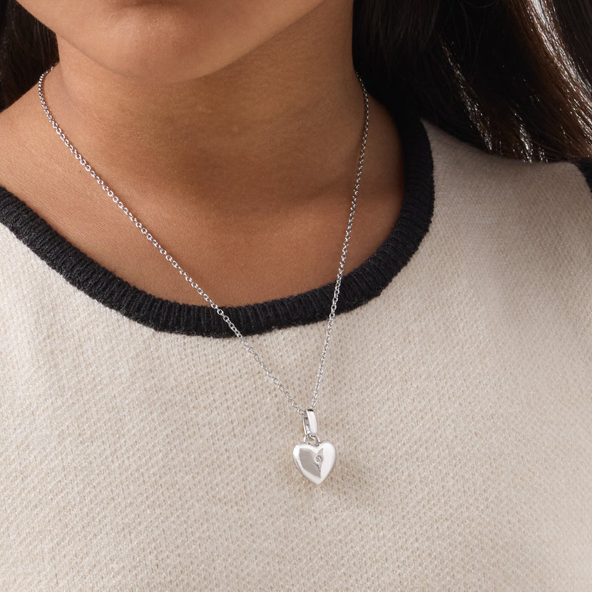 Mini Me Heart Locket Necklace (Silver)