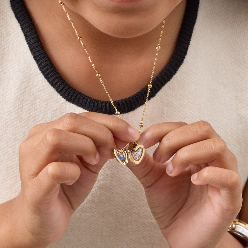 Mini Me Heart Locket Necklace (Gold)