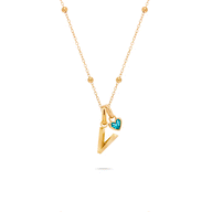 Knife Edge Initial & Birthstone Heart Necklace (Gold)