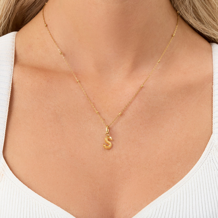 Knife Edge Initial Necklace (Gold)