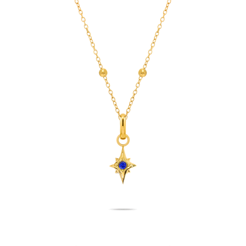 Star Birthstone Necklace (Gold)