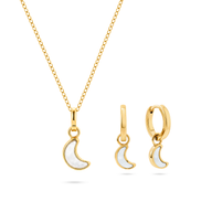 Celestial Skies Lunar Necklace & Huggie Earrings Set (Gold)