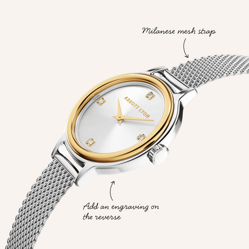 Avery Mesh 23mm Watch (Two Tone)