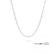 Men's Intersection Figaro Chain Birthstone Necklace (Silver)