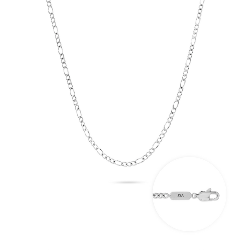 Men's Intersection Figaro Chain Engravable Necklace (Silver)