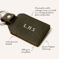 Men's Leather Photo Keyring (Green)