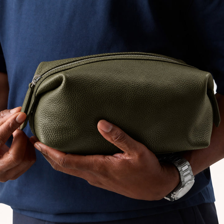 Men's Leather Wash Bag (Green)
