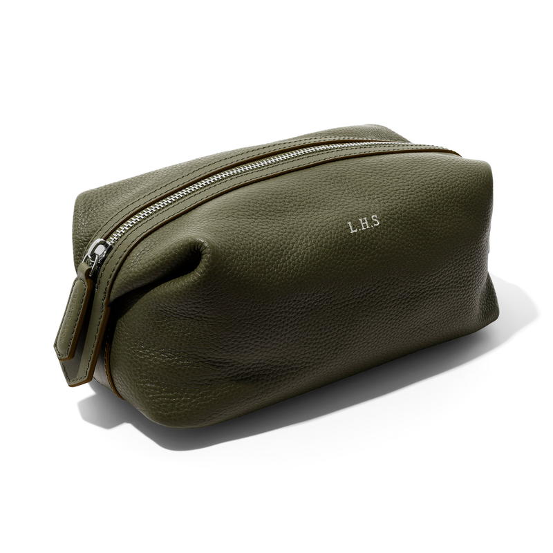 Men's Leather Wash Bag (Green)