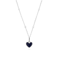Midnight Blue Heart Necklace (Silver)