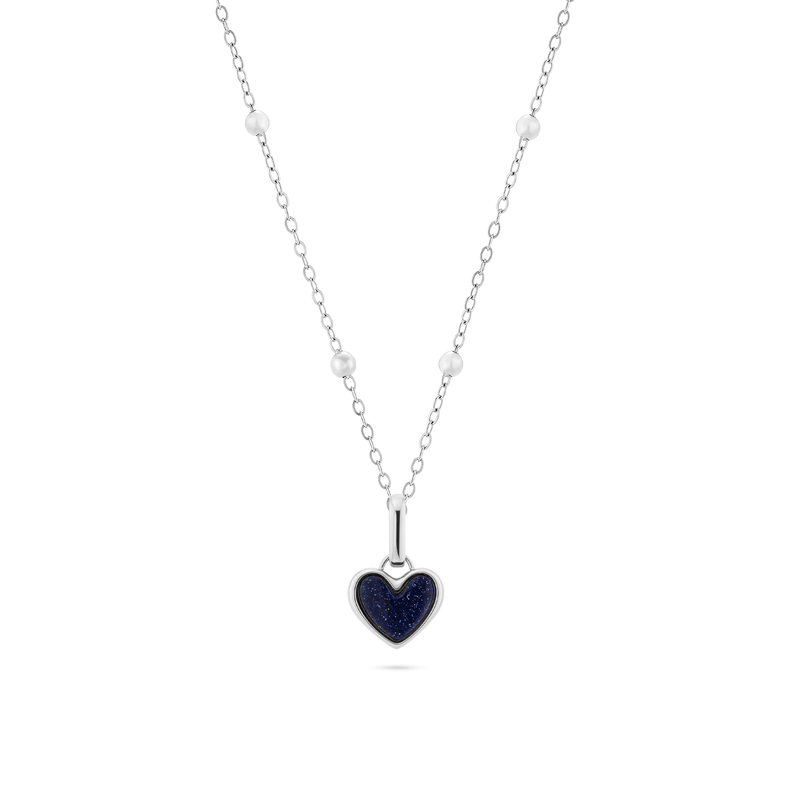 Midnight Blue Heart Necklace (Silver)