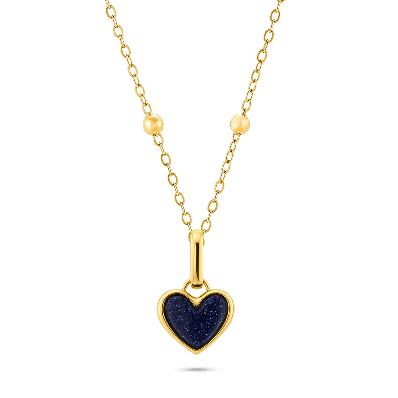 Midnight Blue Heart Necklace (Gold)
