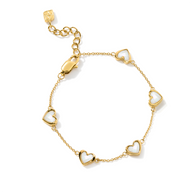 Multi Mother of Pearl Mini Hearts Bracelet (Gold)