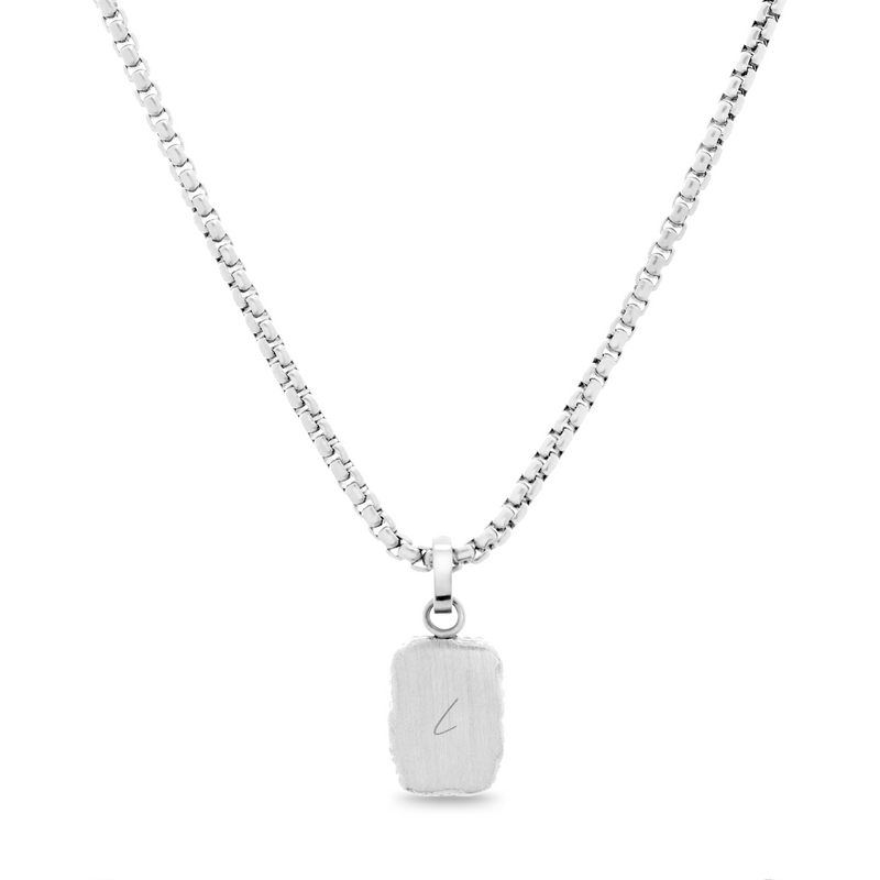 Men's Molten Edge Tag Necklace (Silver)
