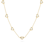 Multi Mother of Pearl Mini Hearts Necklace (Gold)