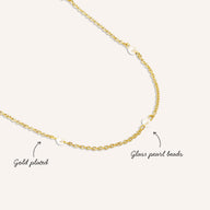 Pearlescent Stationed Necklace (Gold)