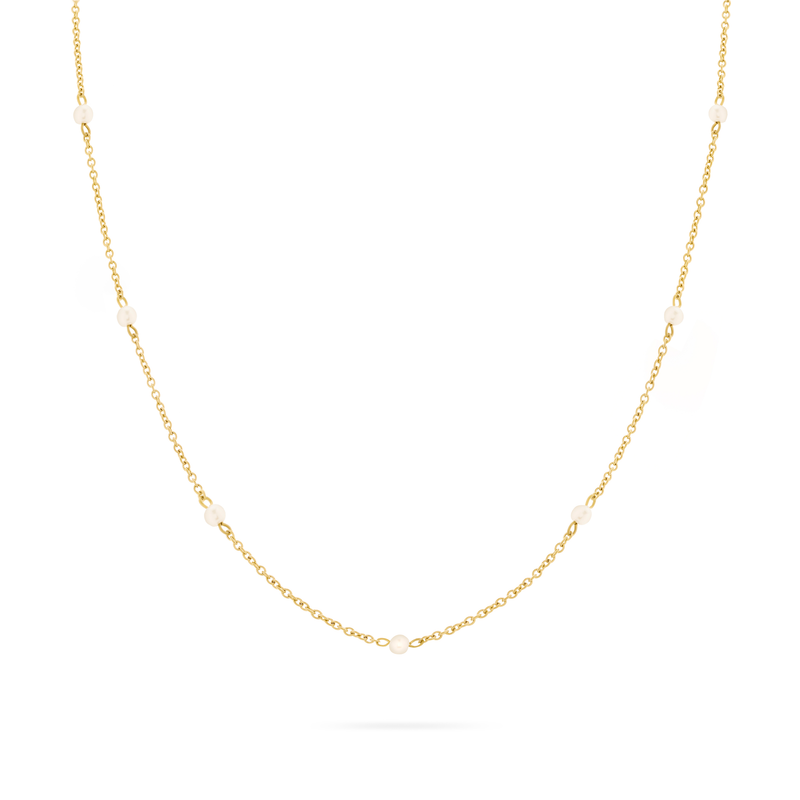 Pearlescent Stationed Necklace (Gold)