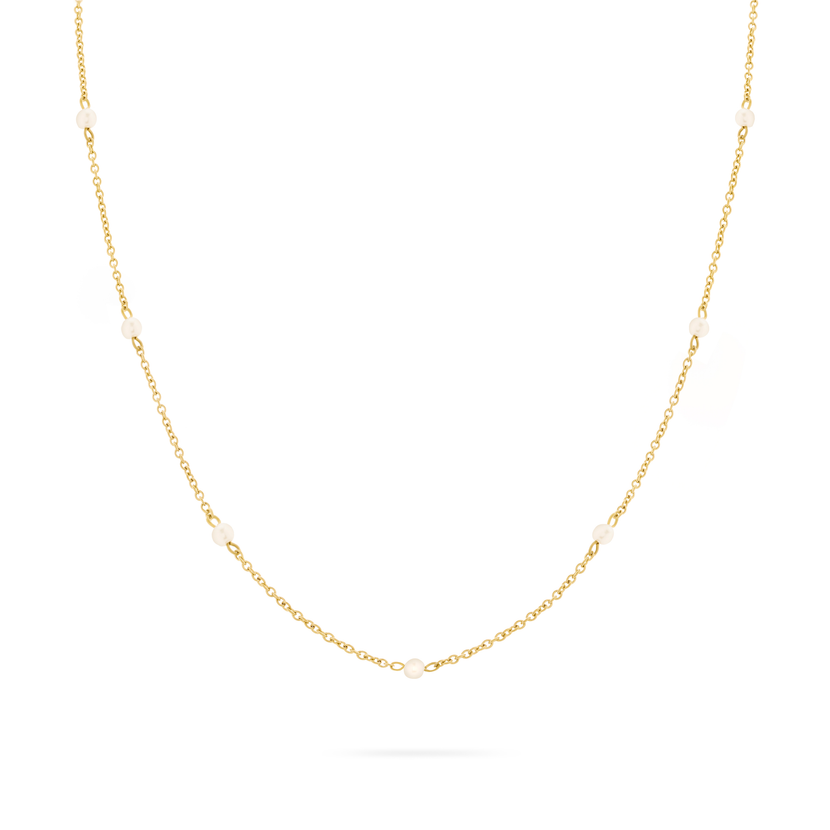 Pearlescent Stationed Necklace (Gold)