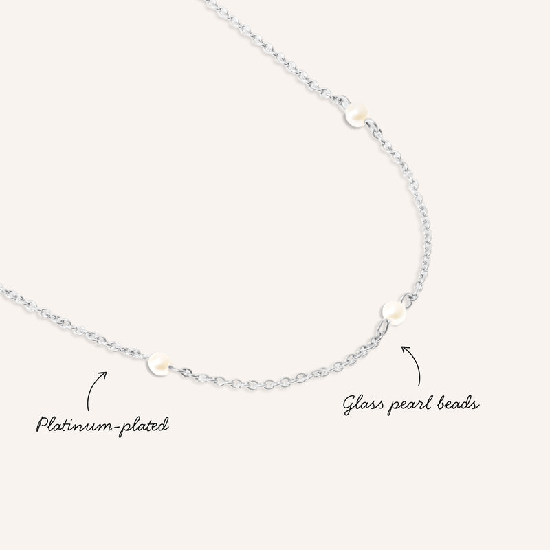 Pearlescent Stationed Necklace (Silver)