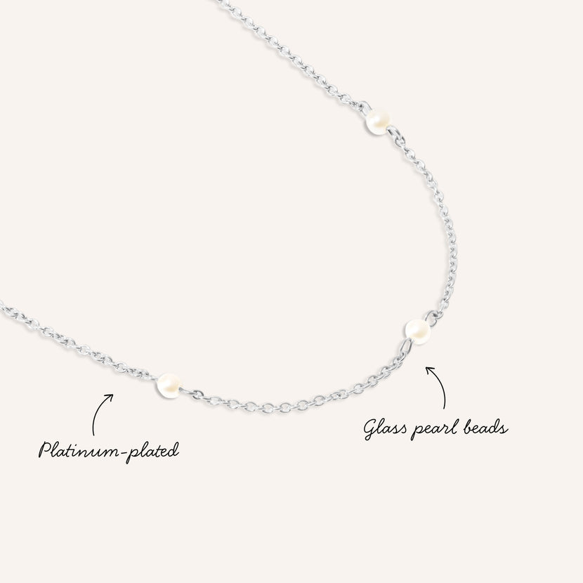 Pearlescent Stationed Necklace (Silver)
