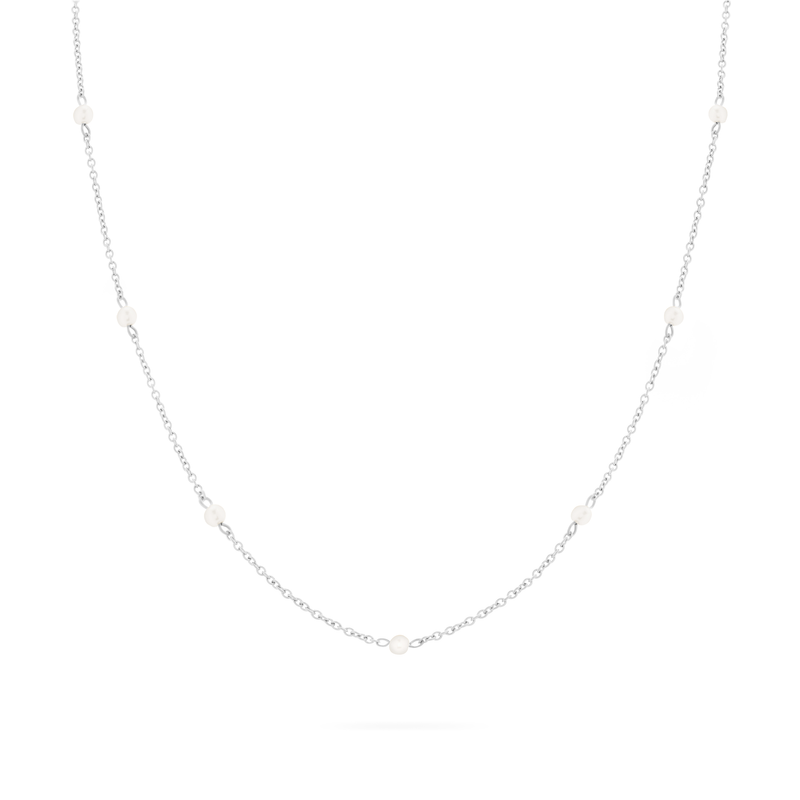 Pearlescent Stationed Necklace (Silver)