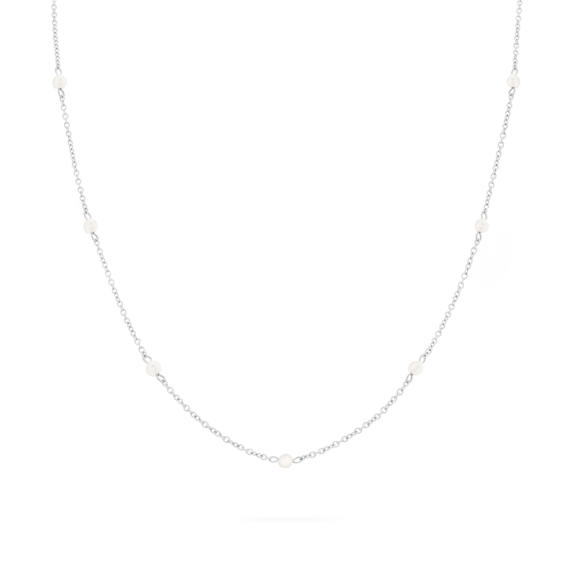Pearlescent Stationed Necklace (Silver)